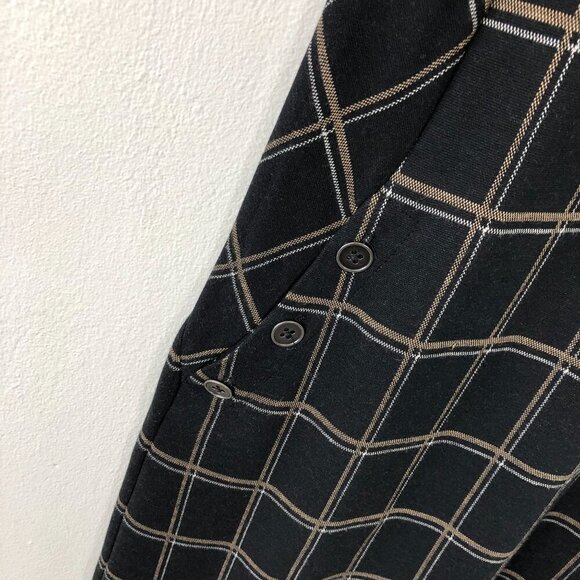 J.Jill Ponte Dress Women Medium Black Open Pane Plaid Short Sleeve Pockets - Picture 4 of 11